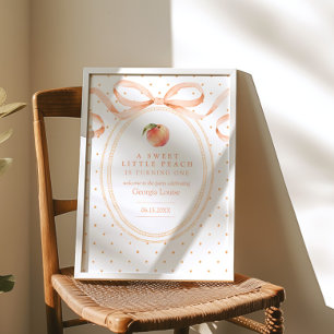 Polkadot Sweet Little Peach 1st Birthday Poster