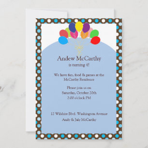 Polkadots and Balloons Children's Birthday Party Invitation