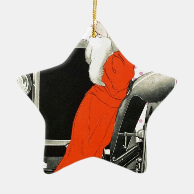 polkadots flapper ceramic ornament (Front)
