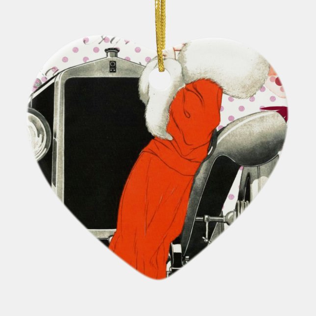 polkadots flapper ceramic ornament (Front)