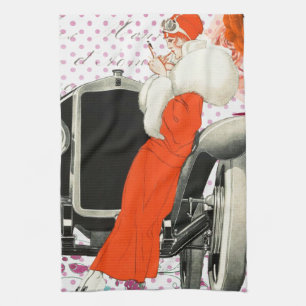 polkadots flapper tea towel