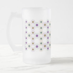 Polkadots (gold/green/purple) frosted glass beer mug