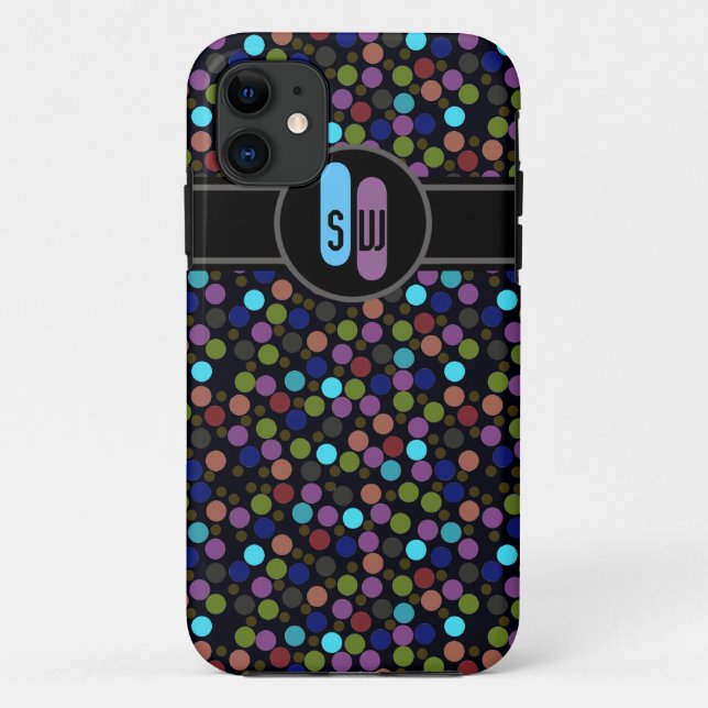 polkadots, label and initials Case-Mate iPhone case (Back)