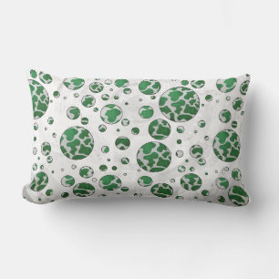 Polks Dot Cow Green and White Print Lumbar Cushion