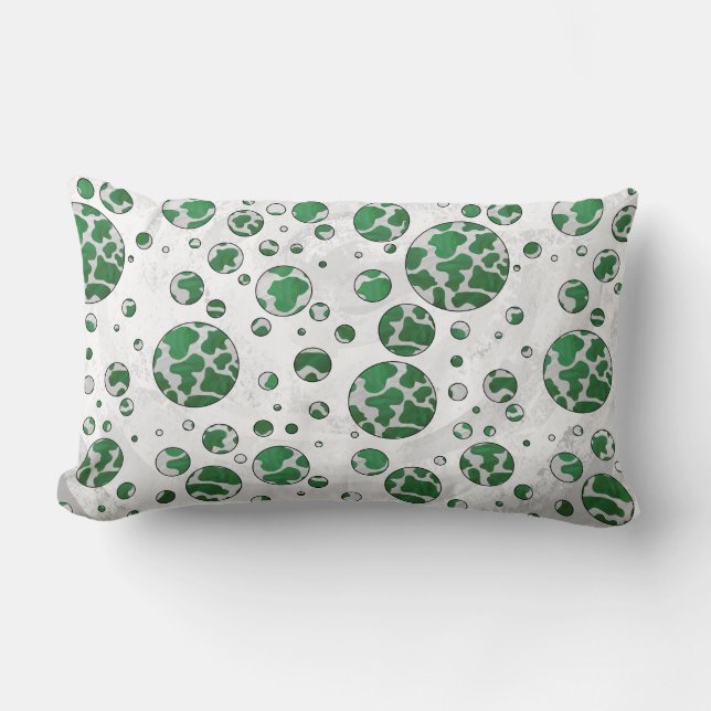 Polks Dot Cow Green and White Print Lumbar Cushion (Front)