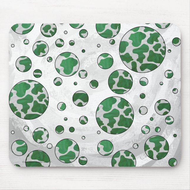 Polks Dot Cow Green and White Print Mouse Pad (Front)