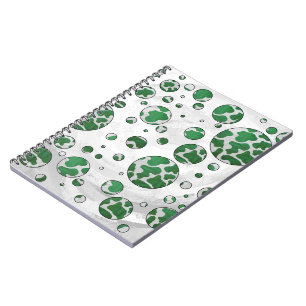 Polks Dot Cow Green and White Print Notebook