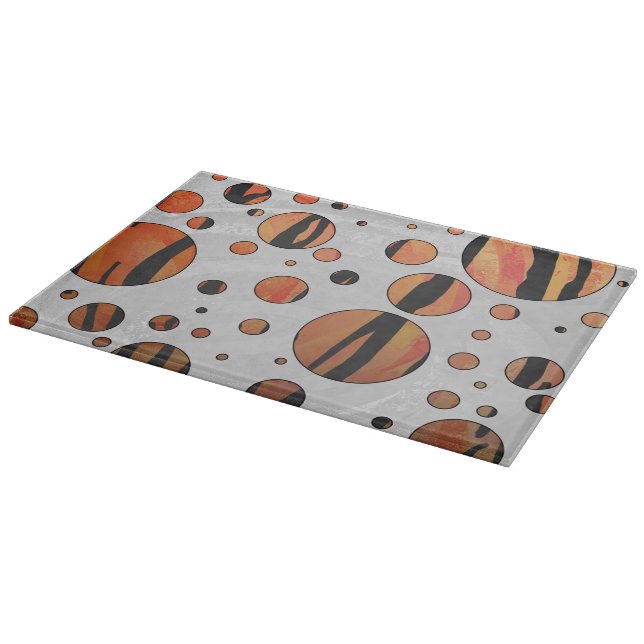 Polks Dot Tiger Hot orange and Black Print Cutting Board (Corner)