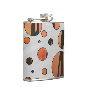 Polks Dot Tiger Hot orange and Black Print Hip Flask