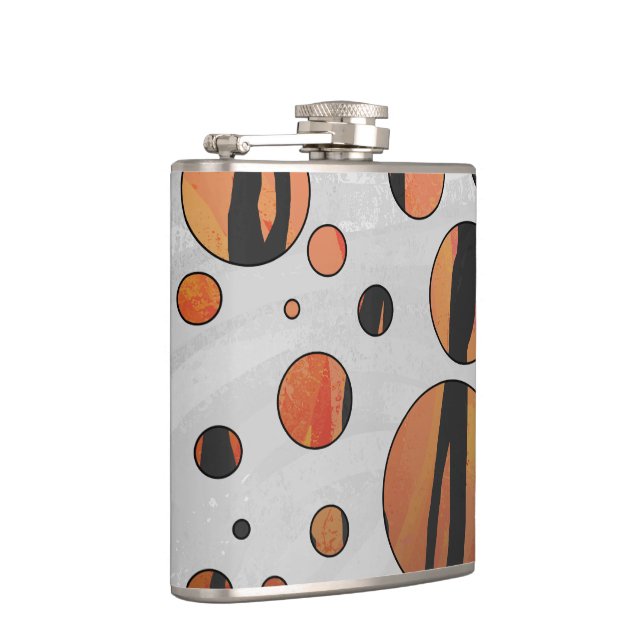 Polks Dot Tiger Hot orange and Black Print Hip Flask (Right)