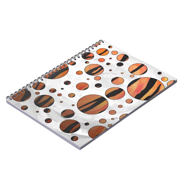Polks Dot Tiger Hot orange and Black Print Notebook (Left Side)