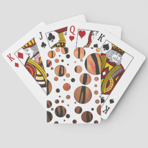 Polks Dot Tiger Hot orange and Black Print Playing Cards