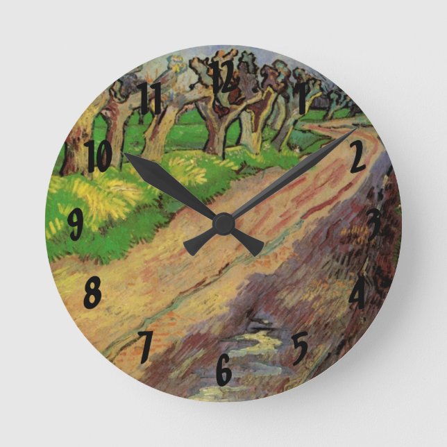Pollard Willows by Vincent van Gogh Round Clock (Front)