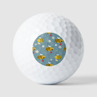 Pollinating Bees, Flowering Garden Scene. Golf Balls