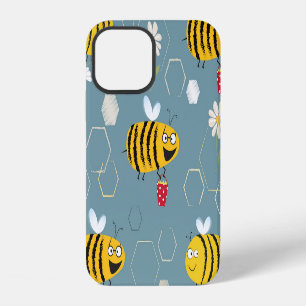 Pollinating Bees, Flowering Garden Scene. iPhone 12 Case