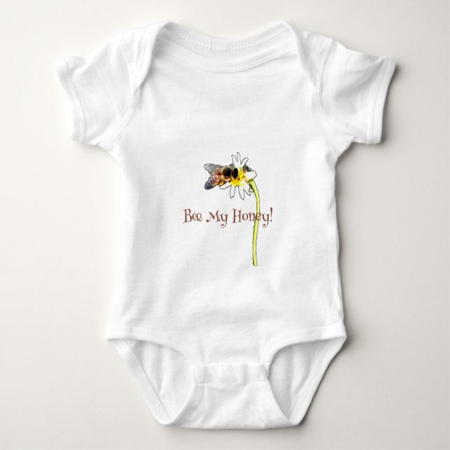 Pollinating Bumble Bee on a Flower Customised Baby Bodysuit (Front)
