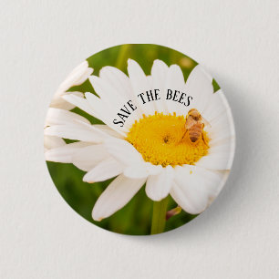Pollinator Save The Bees Daisy Flower Garden 6 Cm Round Badge