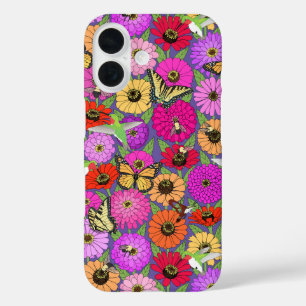 pollinators and zinnias iPhone 16 case