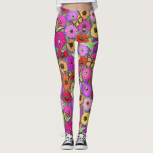 pollinators and zinnias leggings