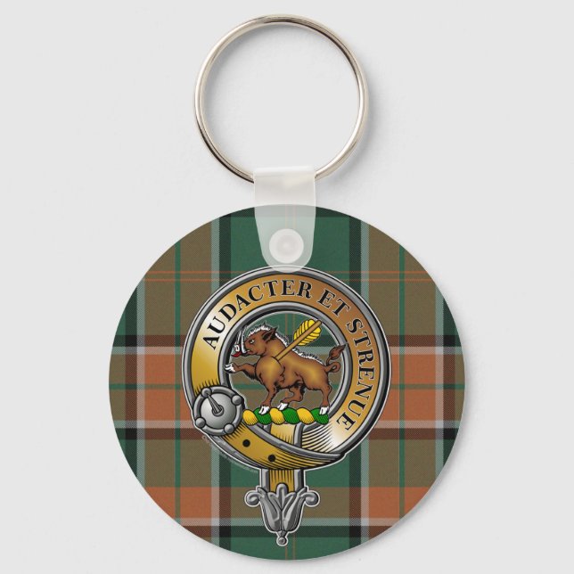 Pollock Tartan & Badge Key Ring (Front)