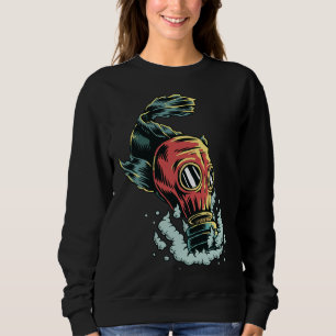 Pollution Fish Wearing Gas Mask Sweatshirt