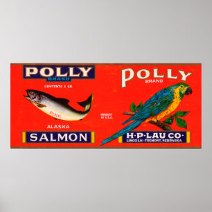 Polly Brand Salmon Label- Alaska Poster
