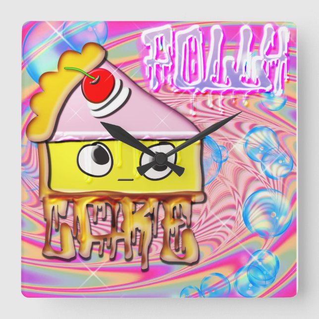 Polly Cake - Tortina - Square Wall Clock (Front)