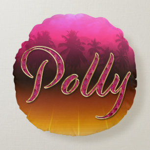Polly First Name Golden pink cushion