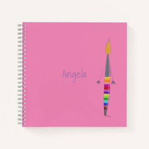 Polly Paintbrush Square Notebook Customisable.