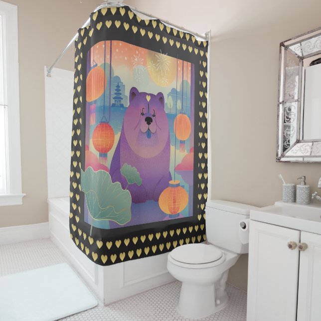POLLY PLUM chow dog Shower Curtain (In Situ)