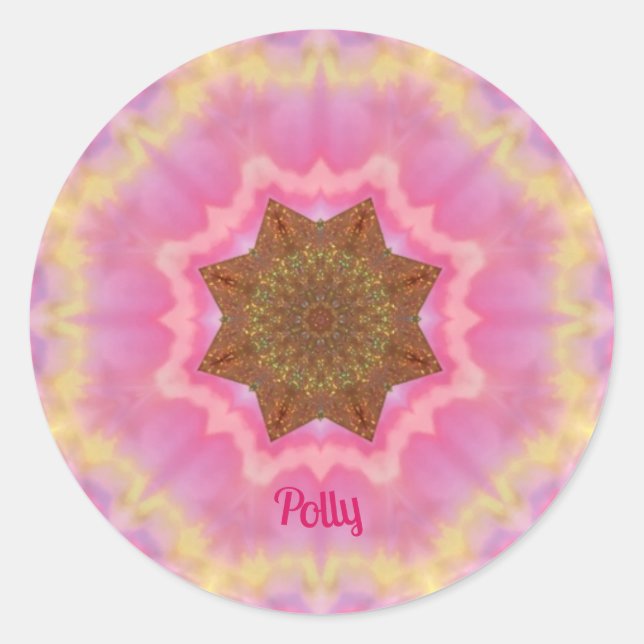 POLLY ~ Pretty In Pink sticker personalised (Front)