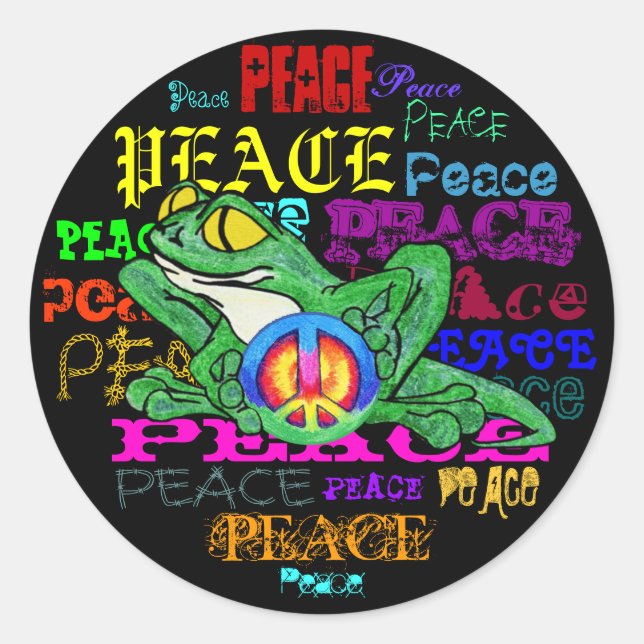 Pollywog with a Peace Sign Classic Round Sticker (Front)