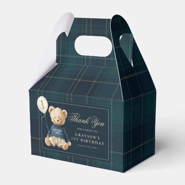 Polo Bear First Birthday Thank You Favour Box (Back Side)