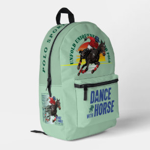 Polo Championship Equestrian Rider Dance w/ Horse Printed Backpack