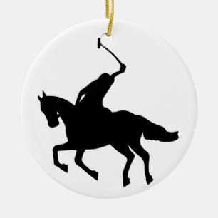 Polo player on horseback. ceramic tree decoration
