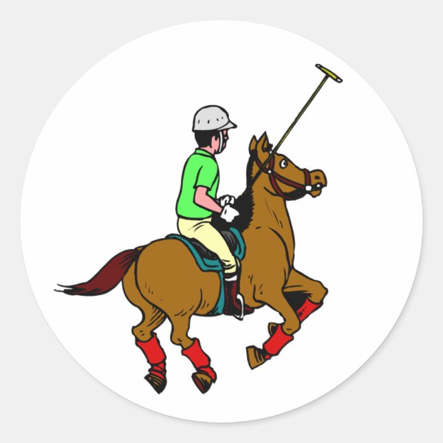 Polo Player Practice Ride Horse Swing Mallet Classic Round Sticker (Front)