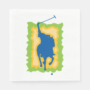 Polo Player Silhouette Modern Horseback Sports Napkin