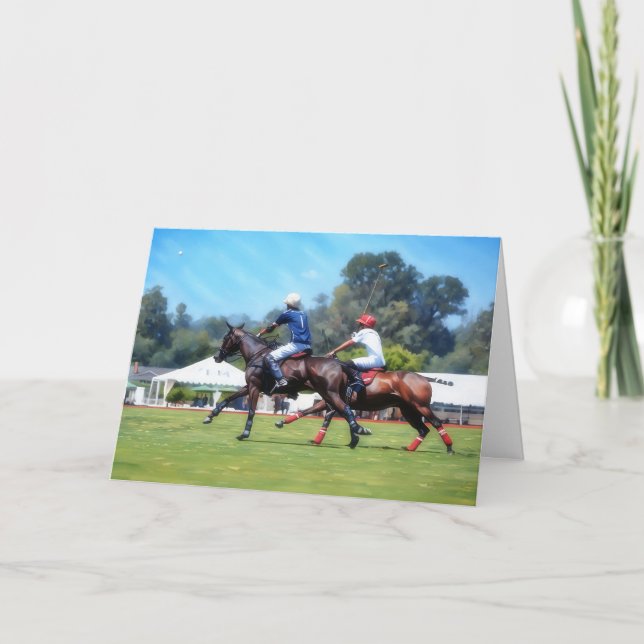 Polo Players Action Birthday Card (Front)