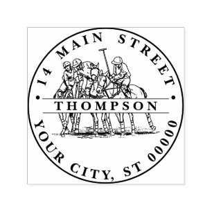 Polo Players In Chase - Polo Match Self-inking Stamp