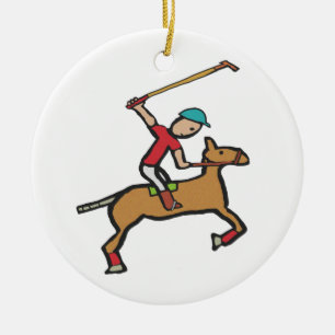 Polo Playing Horse and Rider Ceramic Ornament