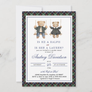 Polo Ralph Lauren Gender Reveal Tartan Plaid Invitation