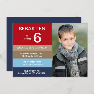 Polo Stripes Photo Birthday Invitation