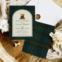 Polo Tartan Teddy Bear Boy Baby Shower