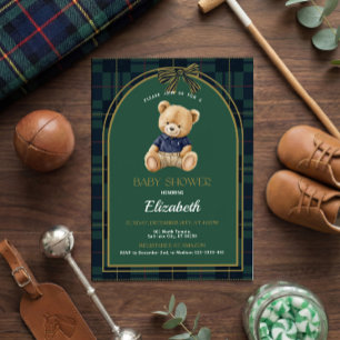 Polo Teddy Bear Baby Shower Invitation