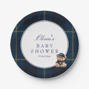 Polo Teddy Bear Baby Shower Paper Plate