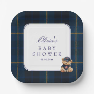 Polo Teddy Bear Baby Shower Paper Plate