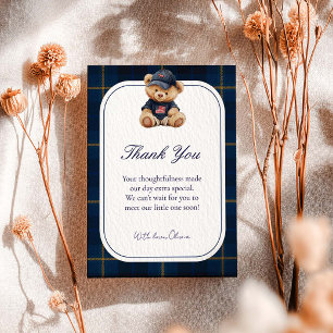 Polo Teddy Bear Baby Shower Thank You Card