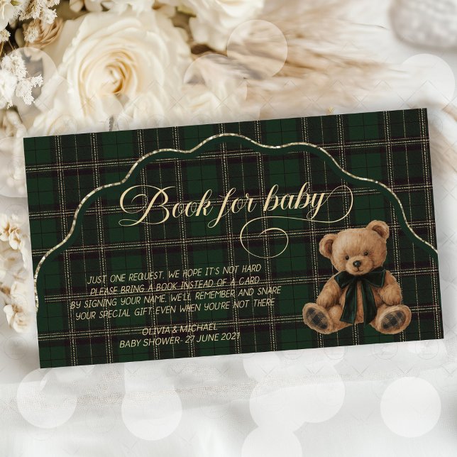 Polo Teddy Bear Classic Baby Shower book for baby Enclosure Card (polo teddy bear, classic baby shower, book for baby, baby shower guest book, vintage baby shower, ra)