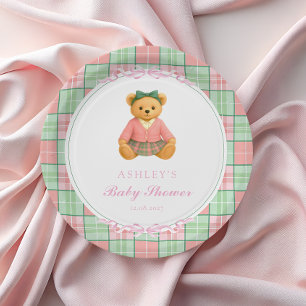Polo Teddy Bear Girl Bear Baby Shower Paper Plate