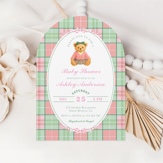 Polo Teddy Bear Pink Baby Shower Invitation (Creator Uploaded)